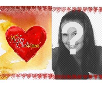 photo frame cartolina di natale un cuore cui e scritto merry christmas