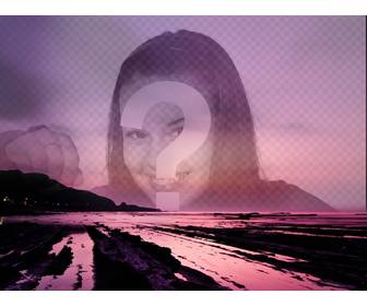 foto collage di mettere foto sulla trasparenza un bel tramonto in toni viola
