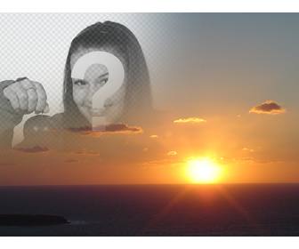 questo montaggio e possibile modificare un tramonto sulla costa facendo un collage un taglio della foto ideale per le facce