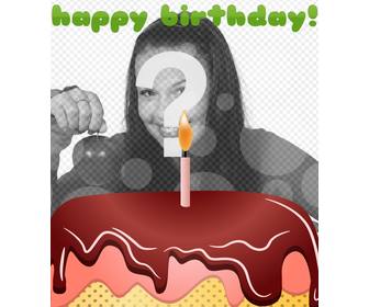 cartolina di compleanno torta e buon compleanno in verde