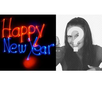 congratula il nuovo anno animazione lettere neon tua foto di sfondo