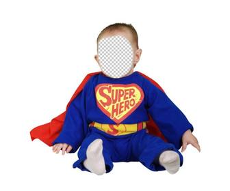 vesti il ​​tuo bambino questa gara fotomontaggio di supereroe blu mantello rosso