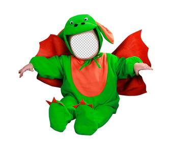 fotomontaggio di modificare un drago costume verde tua foto
