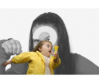 fotomontaggio ragazza bolla l039impermeabile giallo e il meme moda dove posiziona tua foto e testo