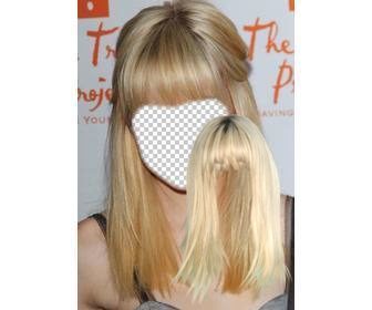 fotomontaggio donna parrucca bionda per cambiare i capelli