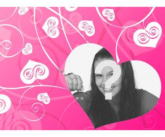 fotomontaggio di amore per decorare le vostre foto romantiche sfondo di cuori bianchi fondo rosa creando un effetto di amore