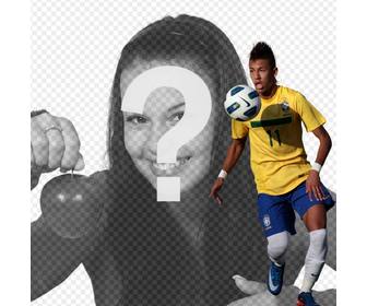 fotomontaggio in cui e possibile aggiungere foto accanto neymar junior il brasile camicia