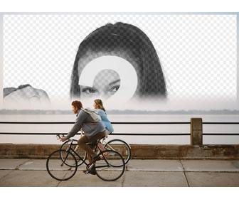 fotomontaggio un giro in bicicletta per inserire tua foto fino allorizzonte