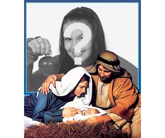 cartolina di natale jesus manger per caricare tua foto