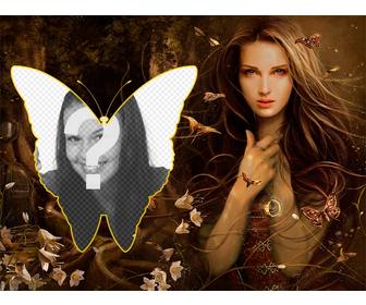 collage romantico pieno di farfalle e campane ragazza della foresta