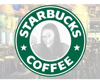 impostazione famoso logo di starbucks coffee spazio circolare per posizionare le tue foto