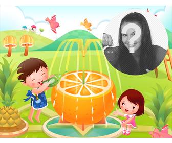 cornice illustrazione fonte di arancione per i bambini