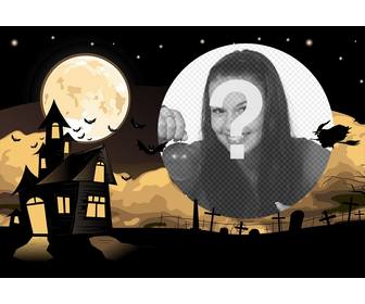 halloween collage casa e un cimitero