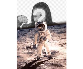 fotomontaggio famosa foto di neil armstrong sulla luna