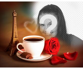 effetto foto damore torre eiffel di parigi e un caffe