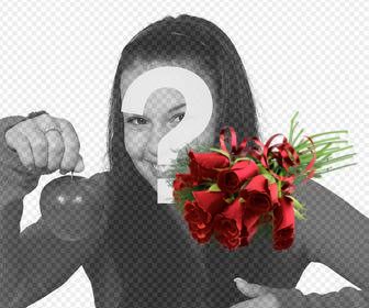 bouquet di rose rosse per aggiungere le vostre foto come un adesivo