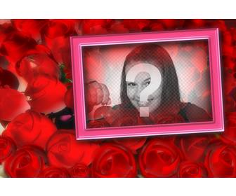 photo card per gli amanti sfondo rosa e telaio rosa