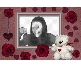 cartolina di un orso e rose rosse che fare tua foto