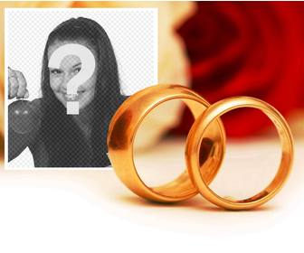 effetto romantico di impegno due anelli doro per aggiungere foto