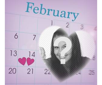 festeggia san valentino questo fotomontaggio di un calendario di febbraio
