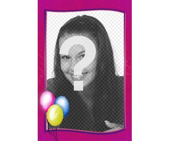 photo frame compleanno puo usare come un bordo cartolina rosa palloncini colorati in un angolo