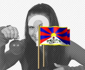 bandiera tibetana sul palo che e possibile incollare nelle tue foto come