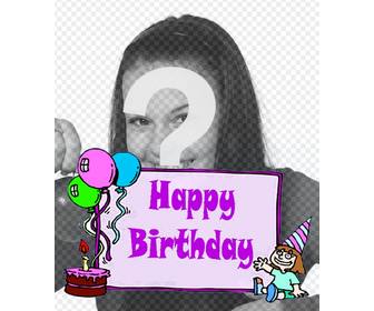 scheda di compleanno della ragazza le parole quothappy birthdayquot e torta palloncini per rendere vostra foto