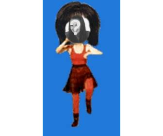 metti tua faccia sul corpo di donna in stile cartone animato rosso ballo modificare il gif animata dalla pagina per scaricare o e-mail