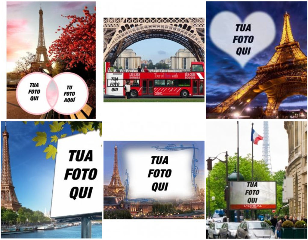 fotomontaggi con foto Torre Eiffel e Parigi per mettere la vostra foto