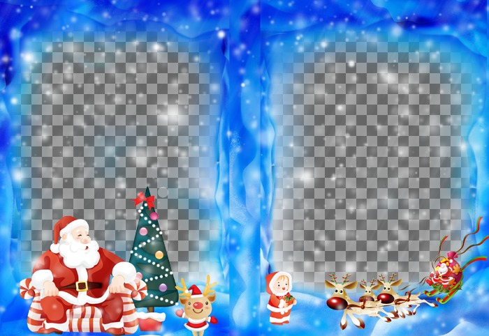 Mettere due delle tue foto su una cornice di Natale con Babbo Natale ..