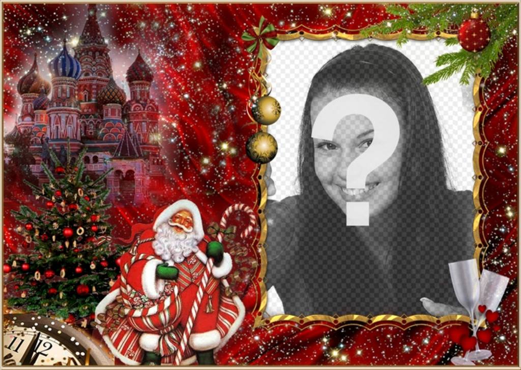 Elegante fotomontaggio di Natale e Babbo Natale per aggiungere la foto ..
