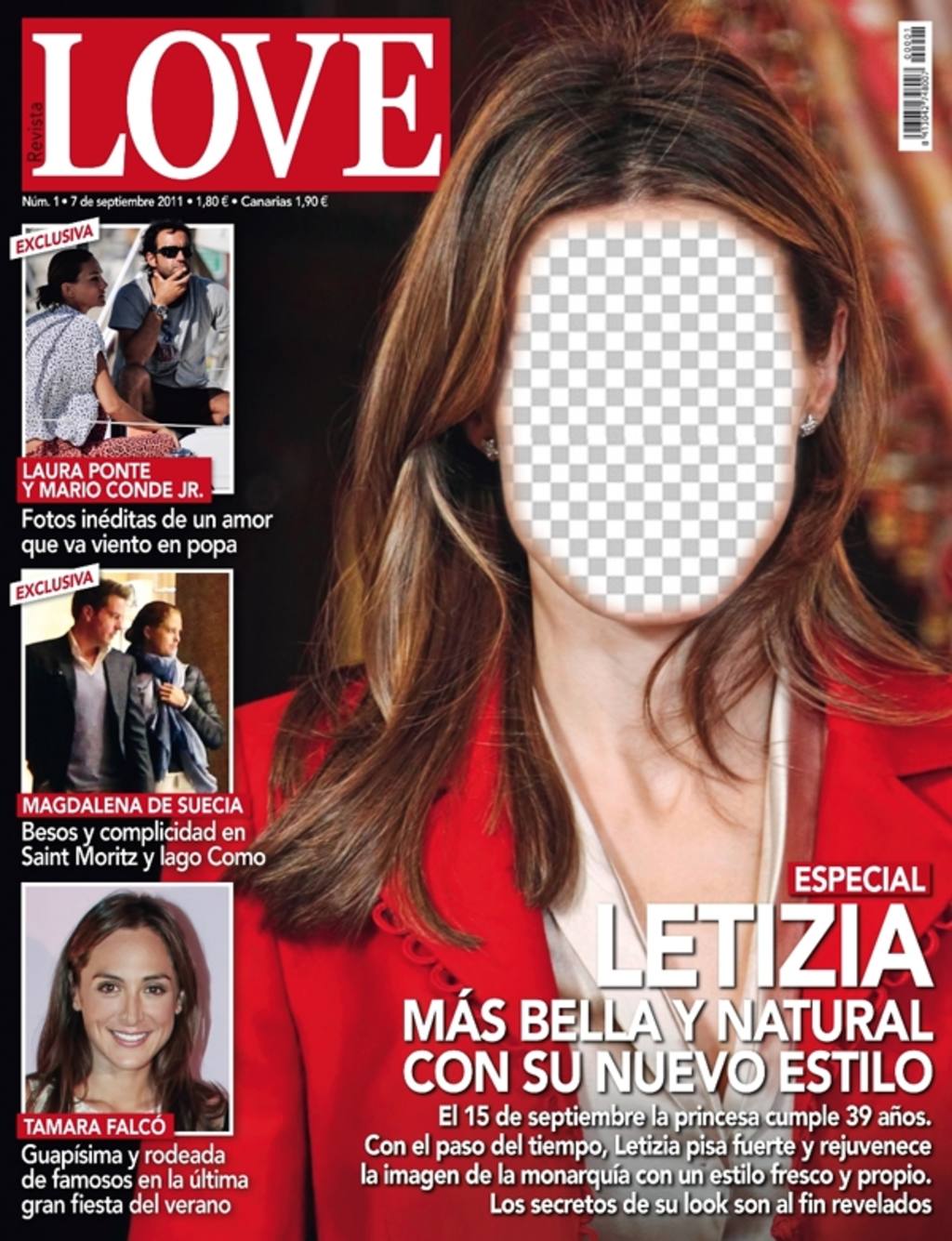 Fotomontaggio con una copertina di una rivista per mettere la vostra faccia sul principessa Letizia ..
