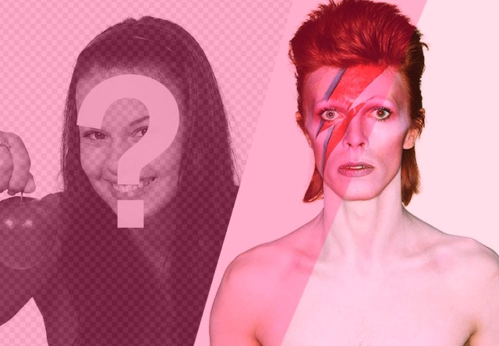 Fotomontaggio con David Bowie, con filtro di colore rosa per aggiungere e modificare le tue foto..