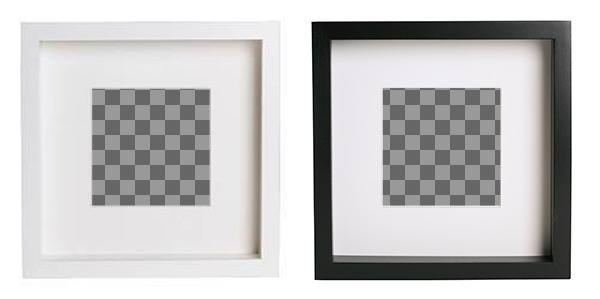 Creare collage online con 2 cornici per foto quadrati bianchi e neri per mettere le immagini e aggiungere..