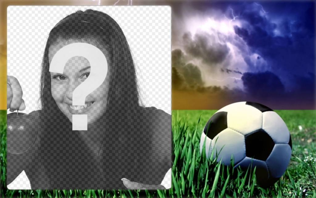 Sport cornice con una foto di un pallone da calcio in erba..
