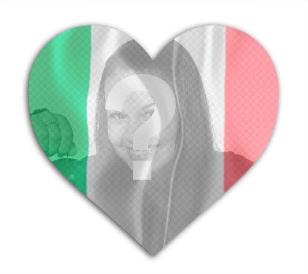 Effetto Foto della bandiera italiana a forma di cuore per mettere la tua foto. Effetto ..