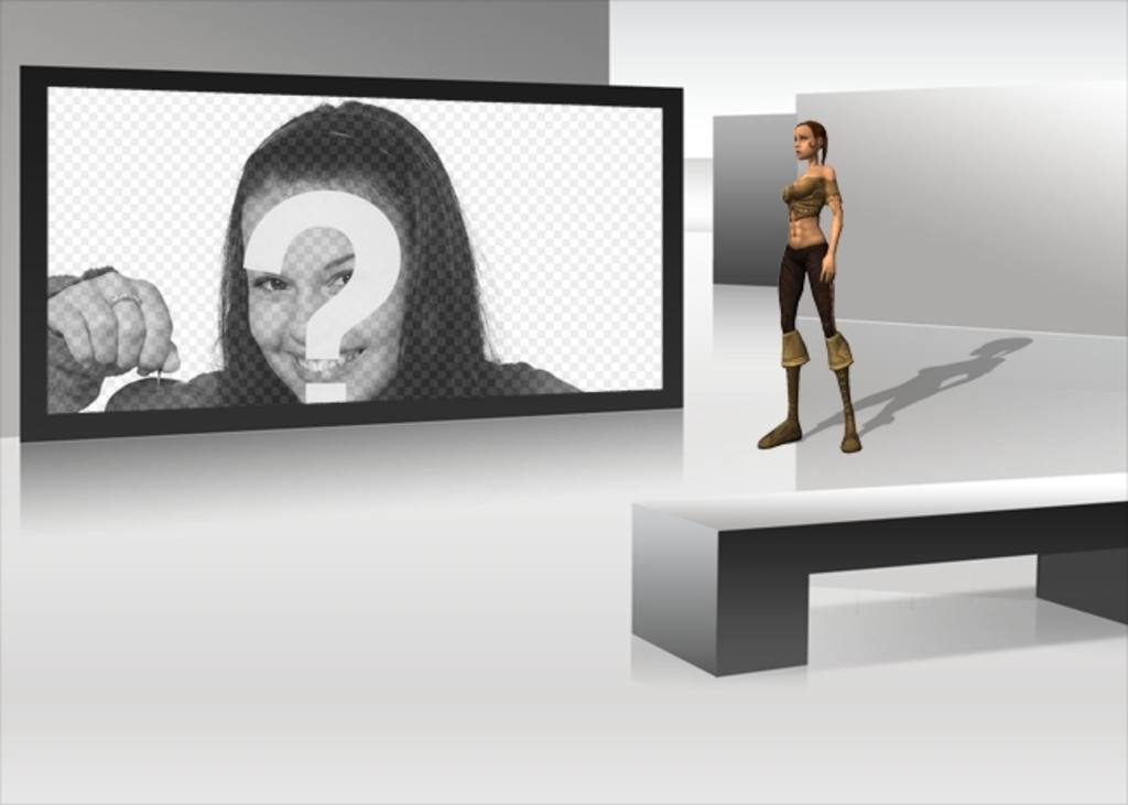 futuristica cornice per foto con 3D TV donna in..
