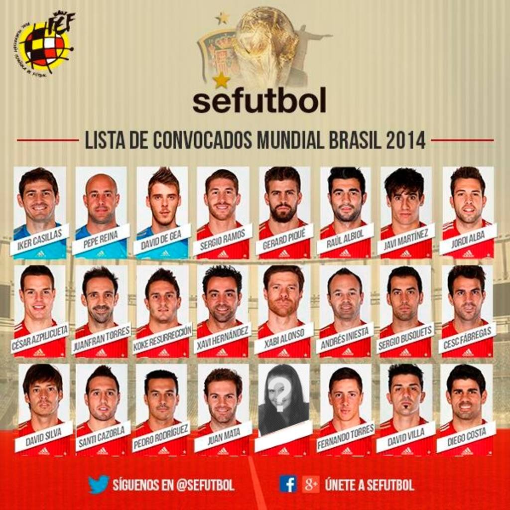 Fotomontaggio della squadra in Spagna per la Coppa del Mondo di Brasile 2014 ..