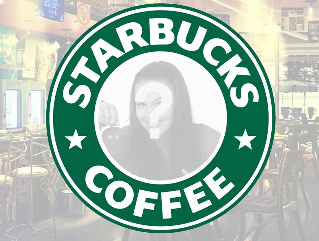Impostazione del famoso logo di Starbucks Coffee, uno spazio circolare per posizionare le tue foto. ..