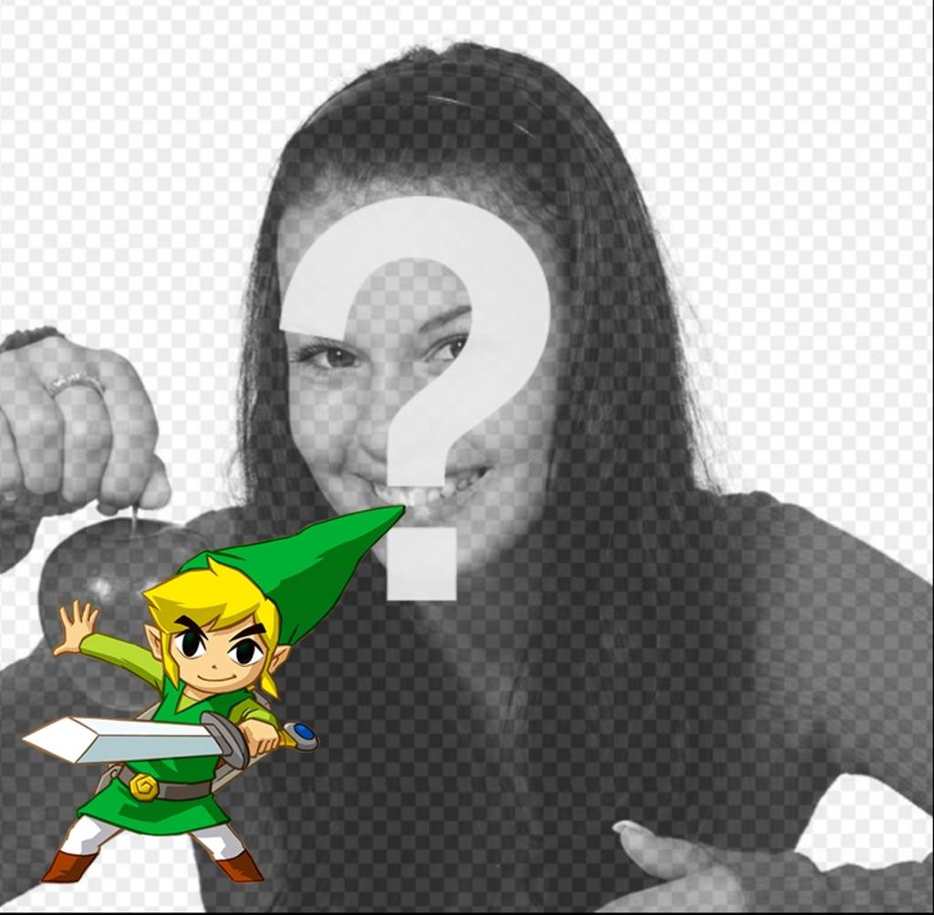Modello di profilo con Link da Zelda Saga brandisce una spada. ..