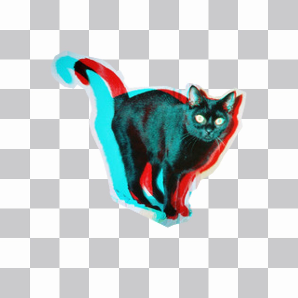 Sticker di un gatto nero 3D ..