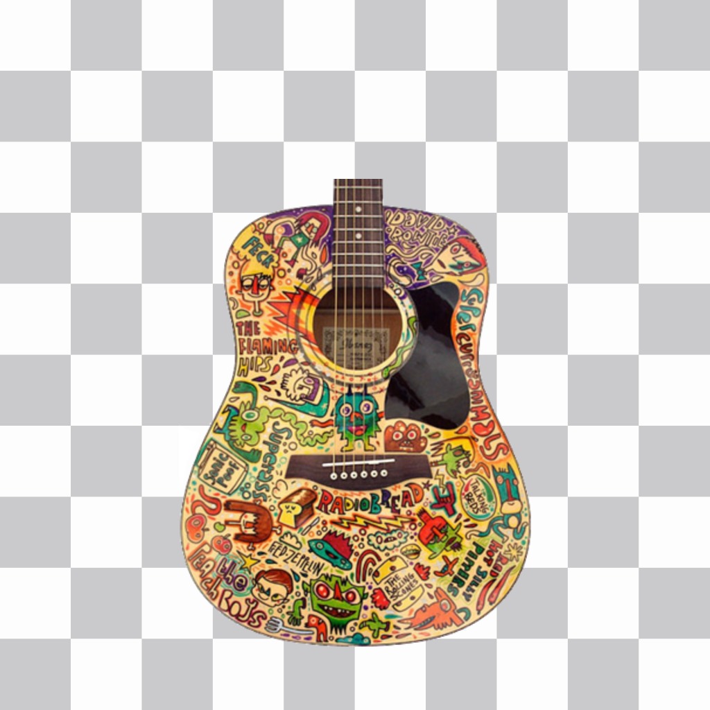 Adesivo colorato se una chitarra con la tua foto ..