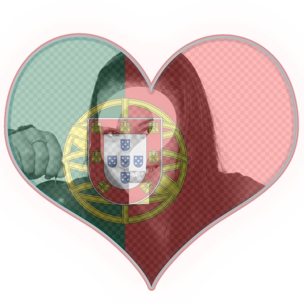 Bandiera del Portogallo a forma di cuore con la vostra foto ..