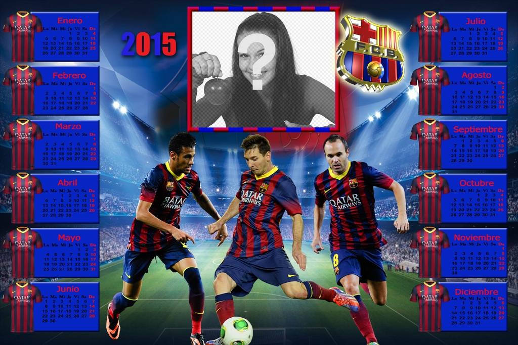 Calendario del FC Barcelona 2015 per personalizzare con la tua foto. ..