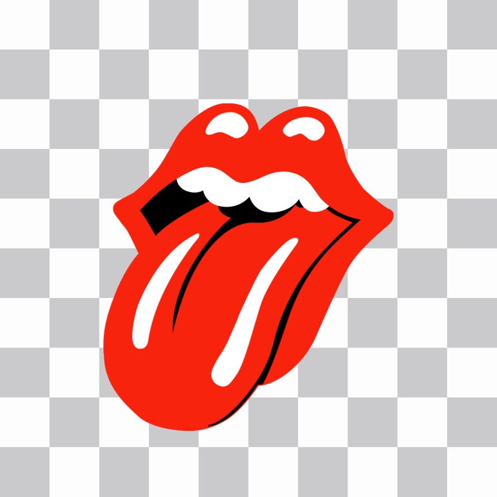 Fotomontaggio della lingua dei Rolling Stones che si può mettere in le foto come un adesivo. online editor ..
