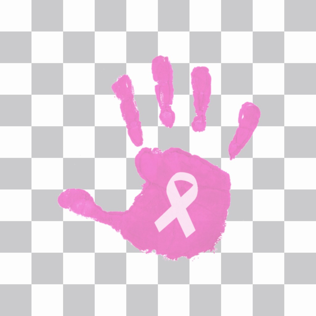 Sticker di una mano rosa contro il tumore al seno per mettere sulle vostre foto. ..