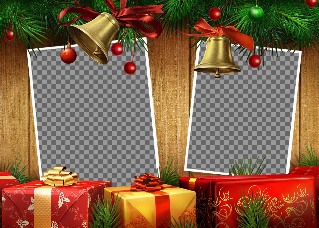 Aggiungere due foto per questo collage Natale con i regali di Natale online ..