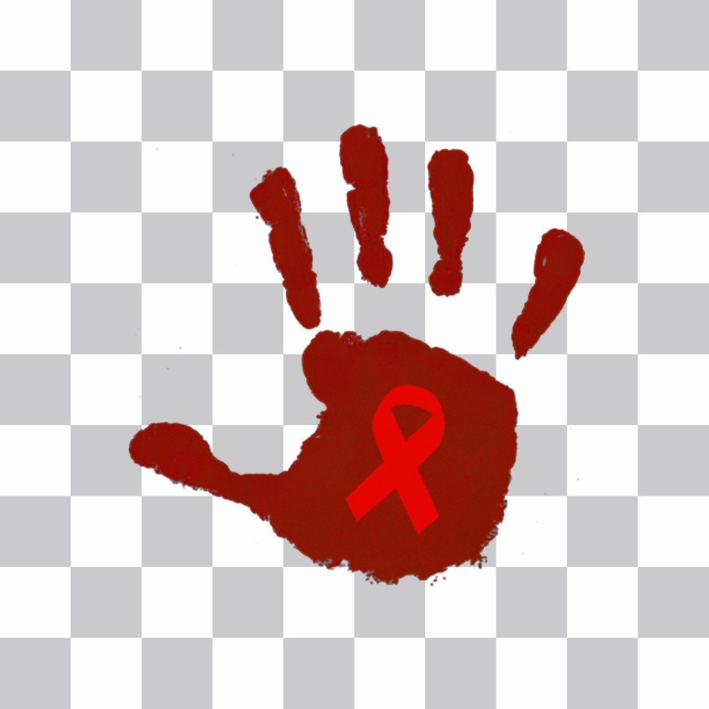 Sticker di una mano con il nastro rosso per lAIDS ..