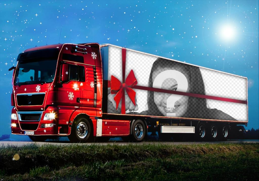 Effetto Foto di un camion di Natale per caricare una foto ..
