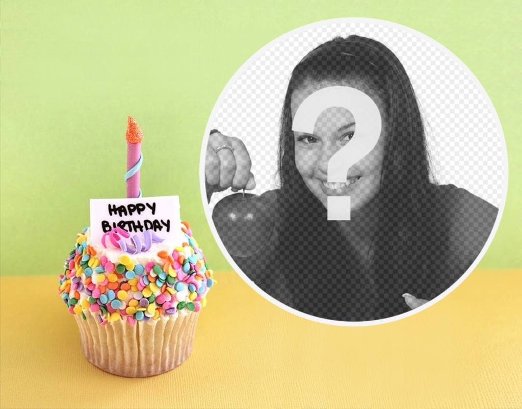 Effetto Foto con un cupcake di compleanno per la tua foto ..